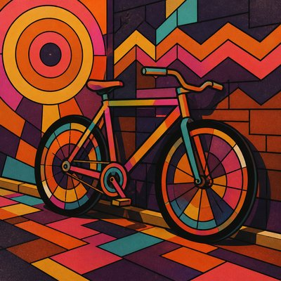 bicyle resting against a wall