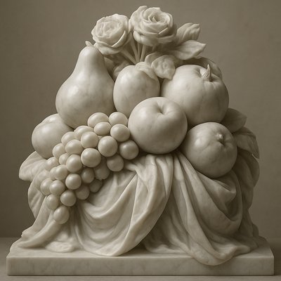 still life arrangement of fruits and flowers