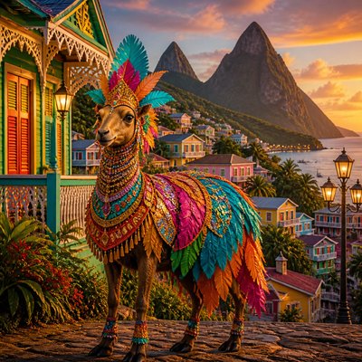 animal standing in natural pose — Saint Lucian Art Style