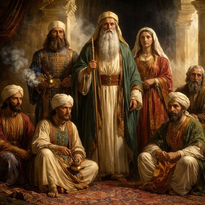 Express without words “And the children of Amram (exalted people); Aaron (light bringer), and Moses (drawn out), and Miriam (rebellious). The sons also of Aaron; Nadab and Abihu (strange fires), Eleazar (God has helped), and Ithamar. (coast of palms)” (1 Chronicles 6:3, KJV) 8 people in all
