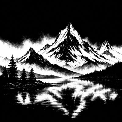 serene landscape with mountains and water