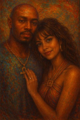 a painting of a man and a woman