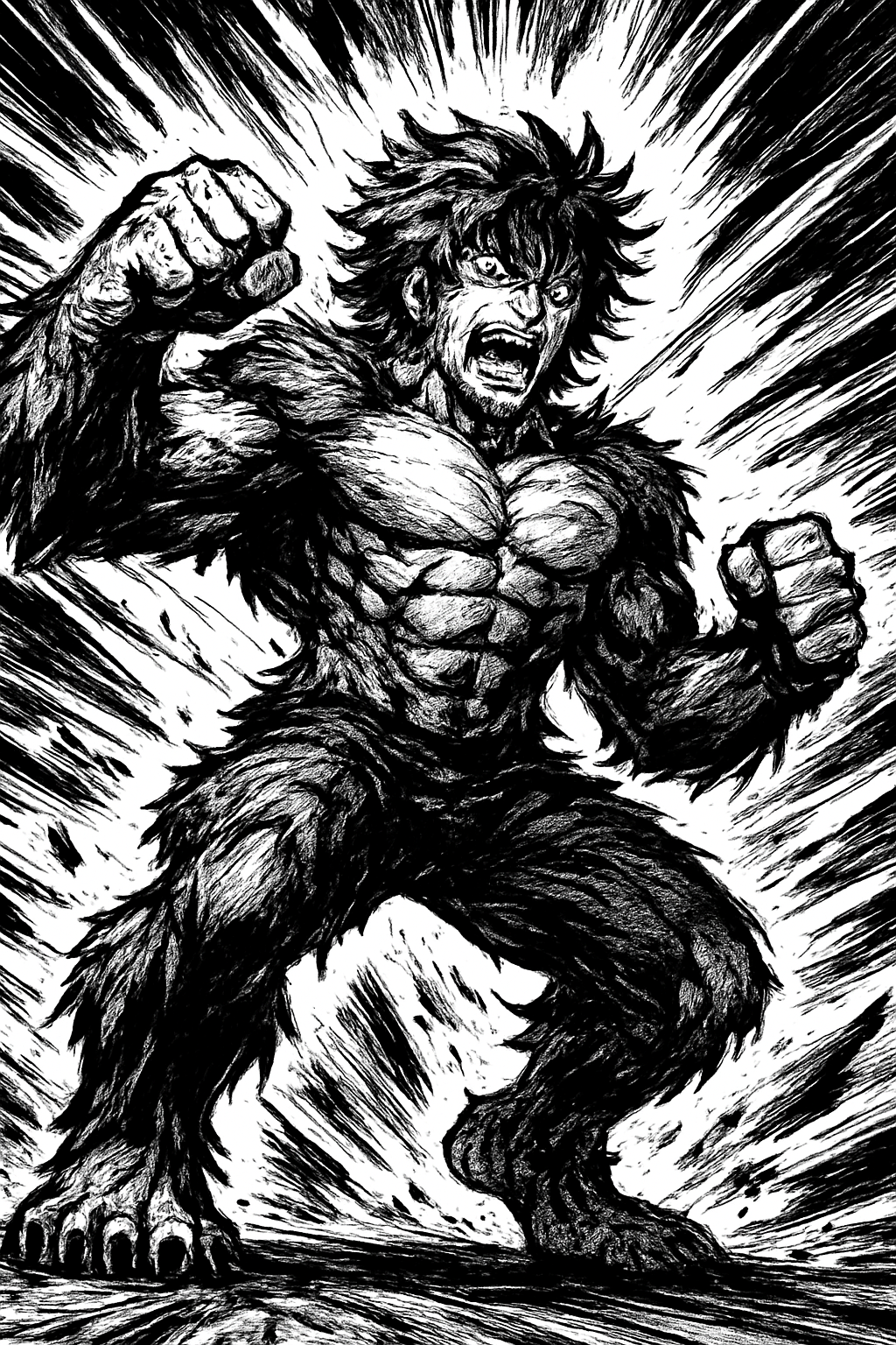 a black and white drawing of a monster