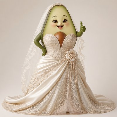 a happy avocado character giving a thumbs up, bold readable design on a plain background, no text