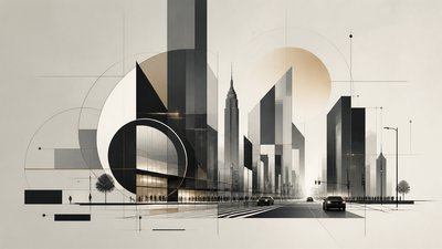 bustling city street panorama at dusk