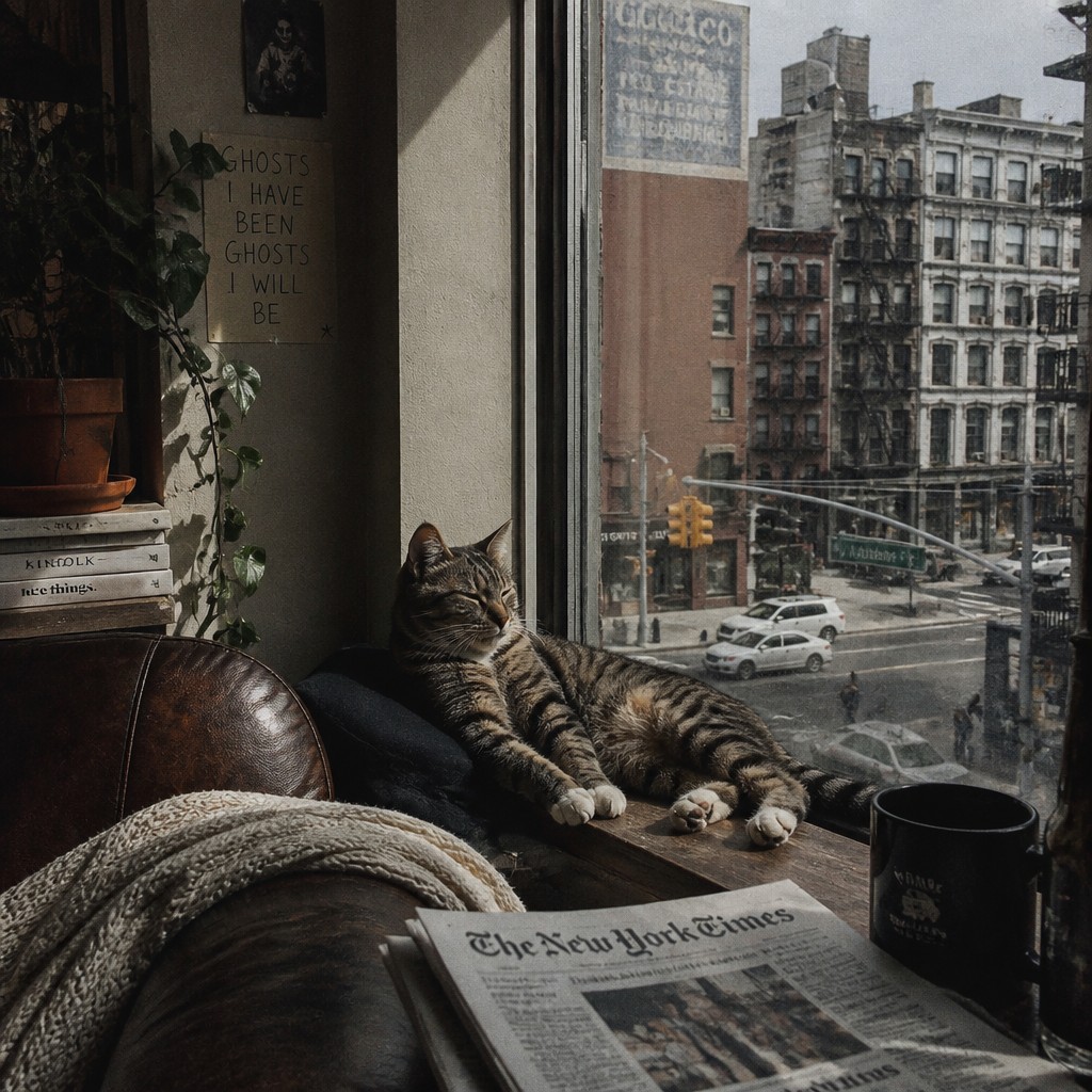 a cat lounging in a sunlit window — Downtown Girl Aesthetic