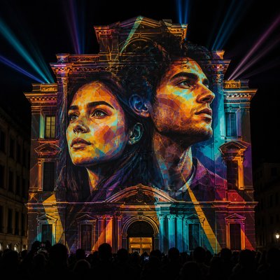 portrait of two people together — Projection Mapping Style