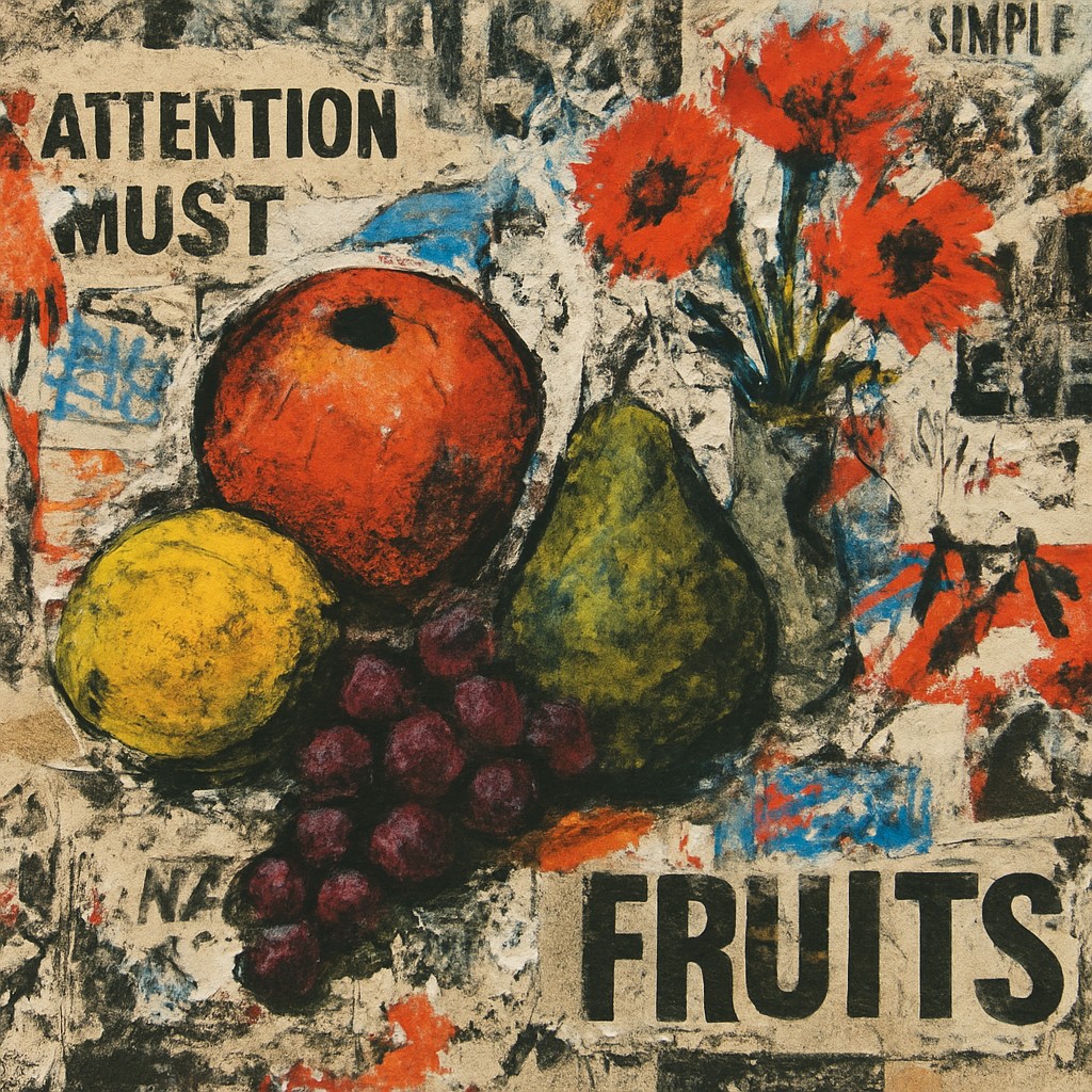 still life arrangement of fruits and flowers