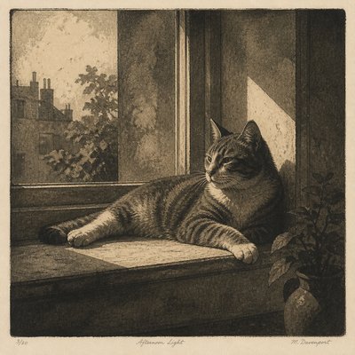 a cat lounging in a sunlit window