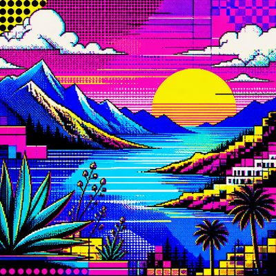 wide landscape with natural scenery — Digital Pop Art Style