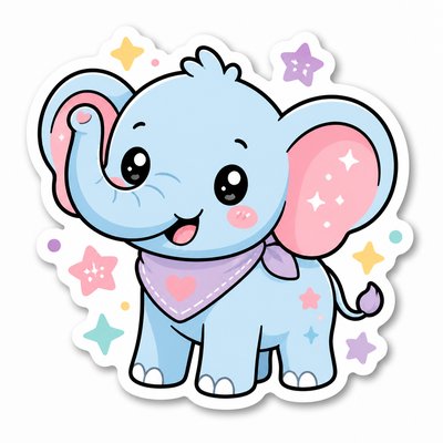 animal standing in natural pose — Kawaii Sticker Design