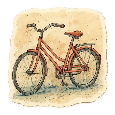 bicyle resting against a wall