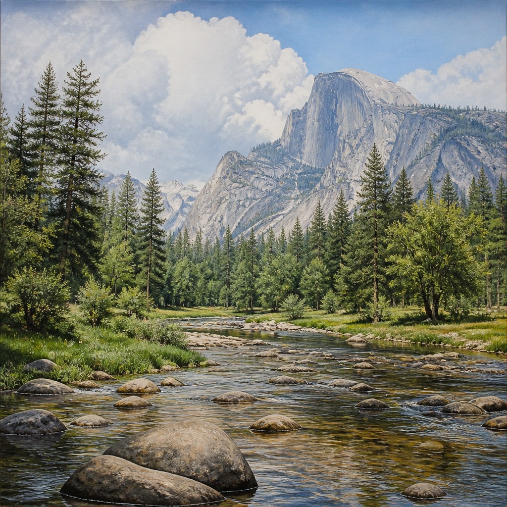 wide landscape with natural scenery — Trompe L'oeil Realism Art Style