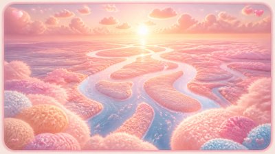 a wide river delta seen from above at sunset, no people