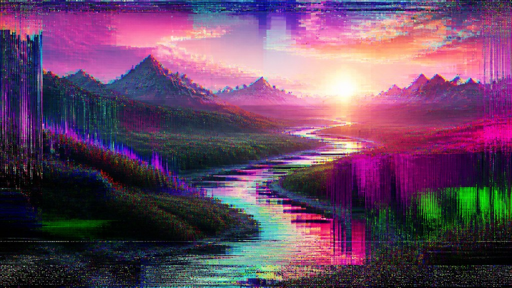 a vast valley with a river winding toward distant mountains at sunrise, no people, no text