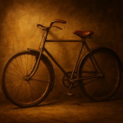 bicyle resting against a wall