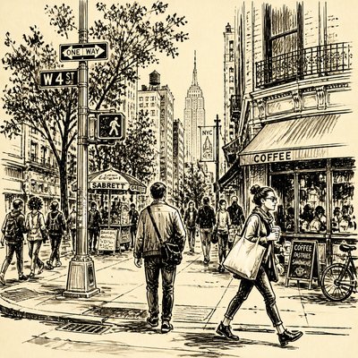 urban street with city activity