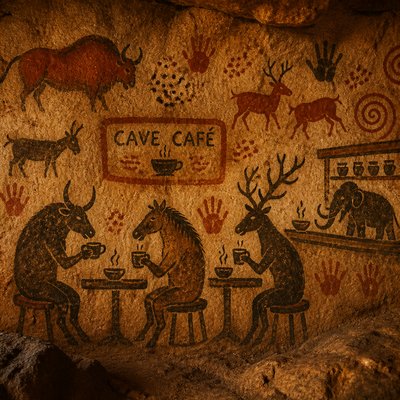 cozy cafe interior with warm lighting