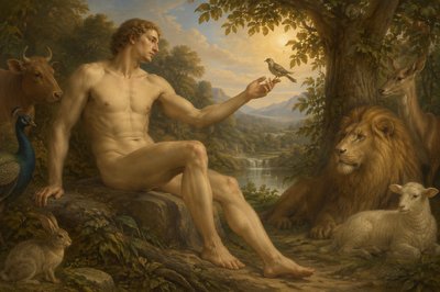 Adam in Paradise based on artwork by William Blake
