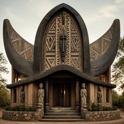 house with front view — Guinean Art Style