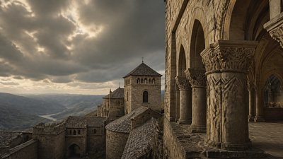 sweeping panoramic landscape with a dramatic sky