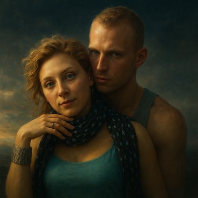 a painting of a man and a woman