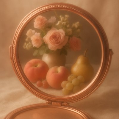 still life arrangement of fruits and flowers
