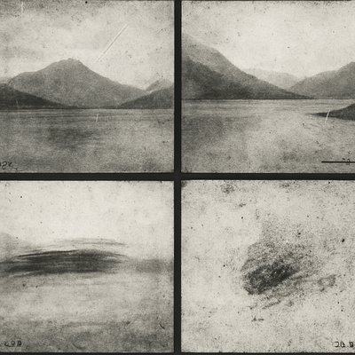 serene landscape with mountains and water