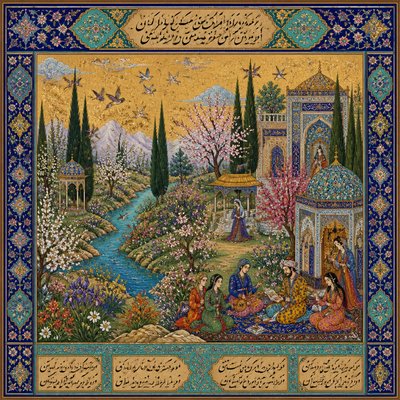 wide landscape with natural scenery — Persian Art Style