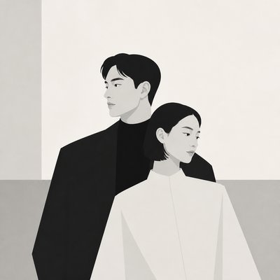 portrait of two people together — Modern Minimalist Furniture Art