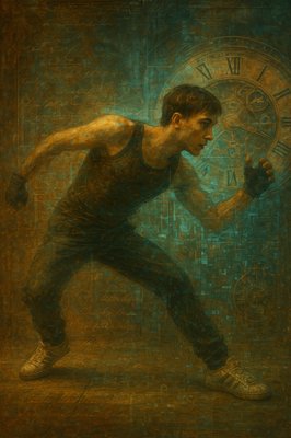 a painting of a man holding a tennis racquet
