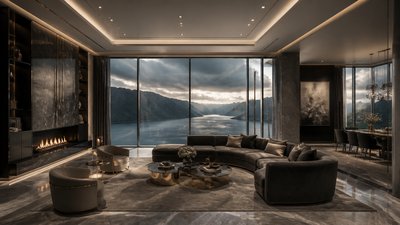 sweeping panoramic landscape with a dramatic sky