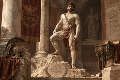 a statue of a man standing in front of a building