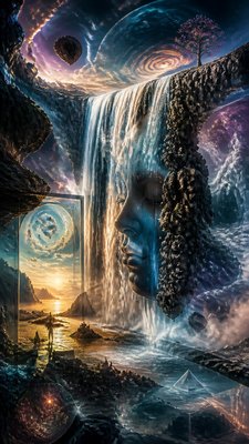 towering waterfall cascading down a cliff