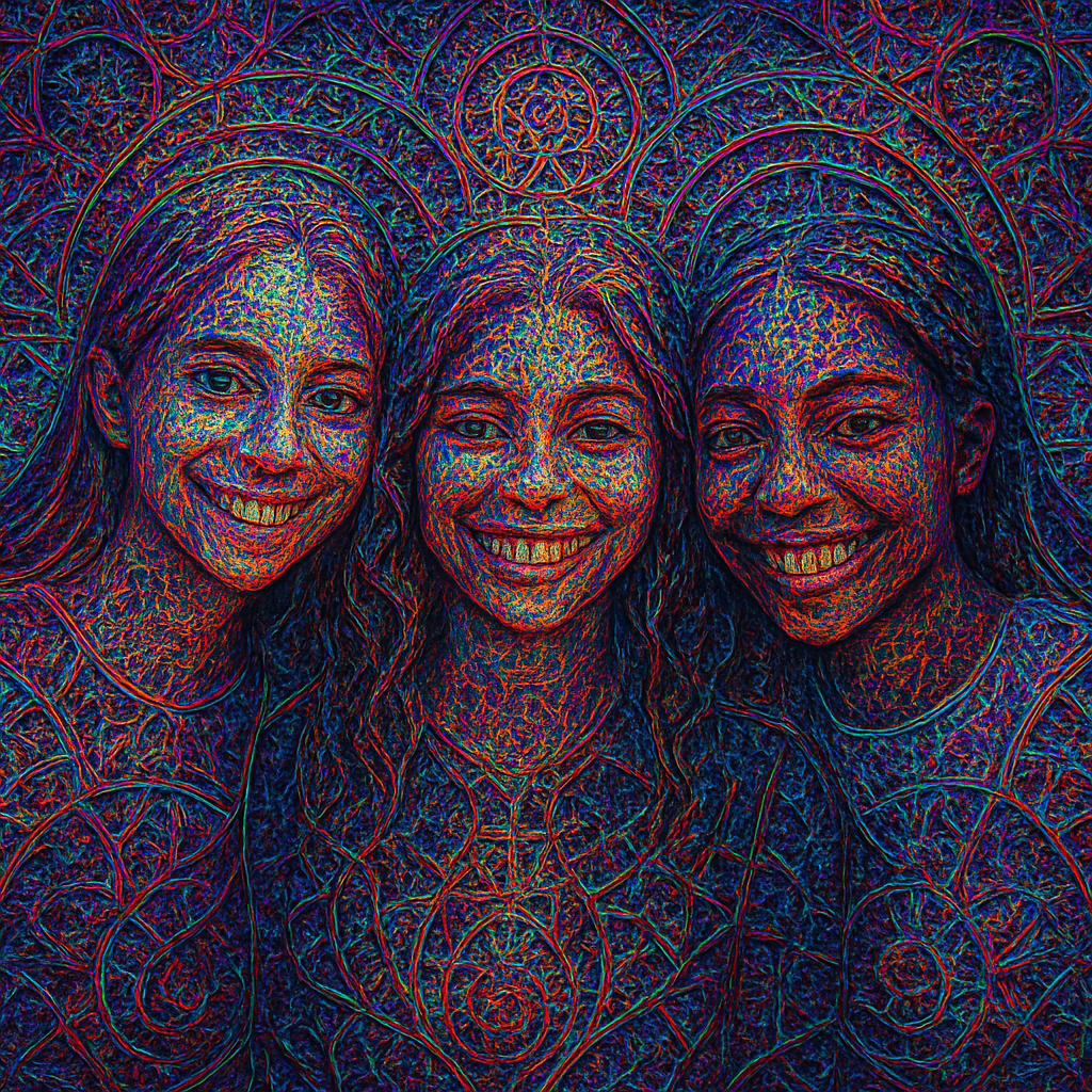 a group of three girls standing next to each other