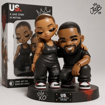 a couple of figurines sitting next to each other