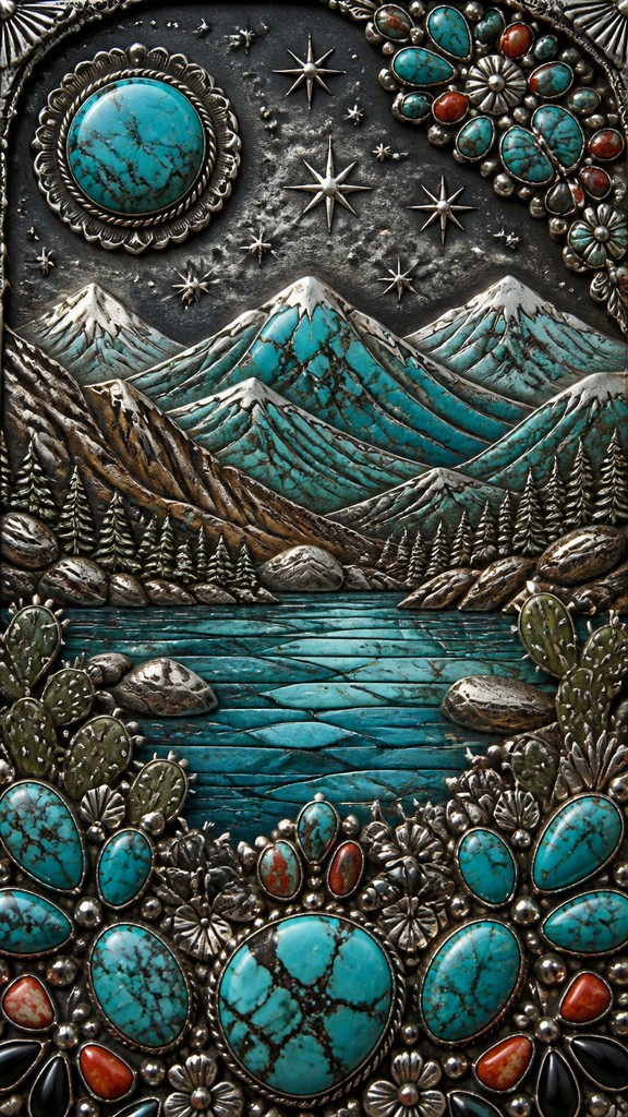 a tranquil mountain lake beneath a starry night sky, no people, no text