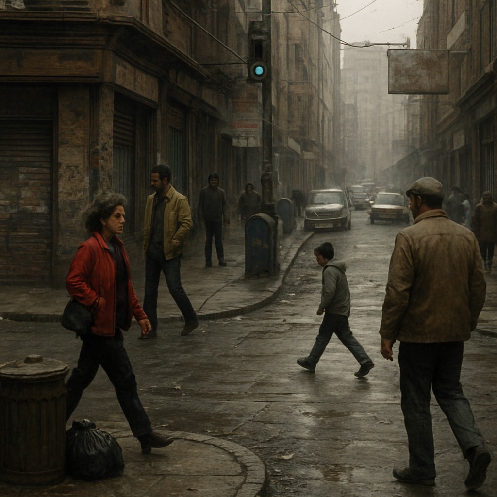 urban street with city activity