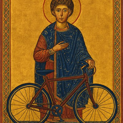 bicyle resting against a wall