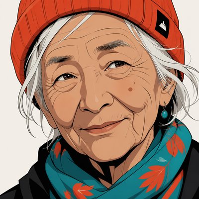 close-up portrait of an elderly person with expressive weathered features