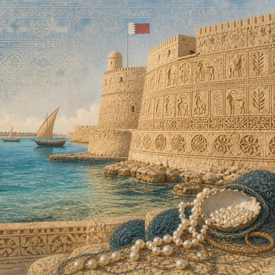wide landscape with natural scenery — Bahraini Art Style