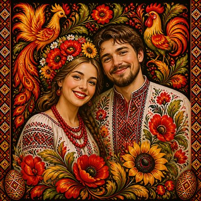 portrait of two people together — Ukrainian Art Style