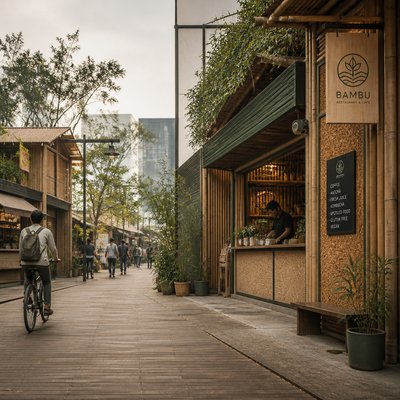 urban street with city activity