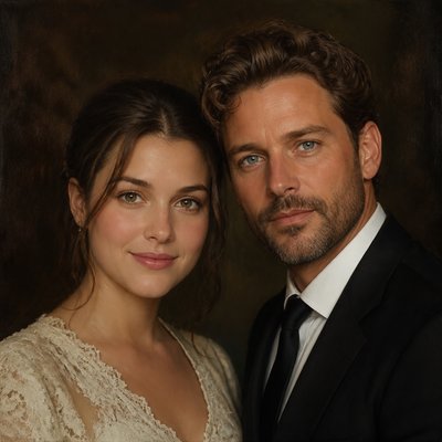 portrait of two people together — Realistic Landscape Art Style