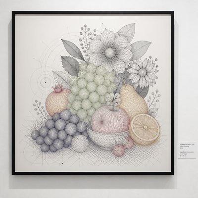 still life arrangement of fruits and flowers