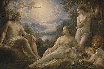 figures in Paradise based on artwork by William Blake
