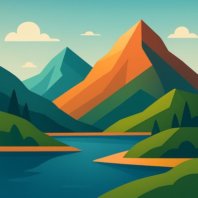serene landscape with mountains and water