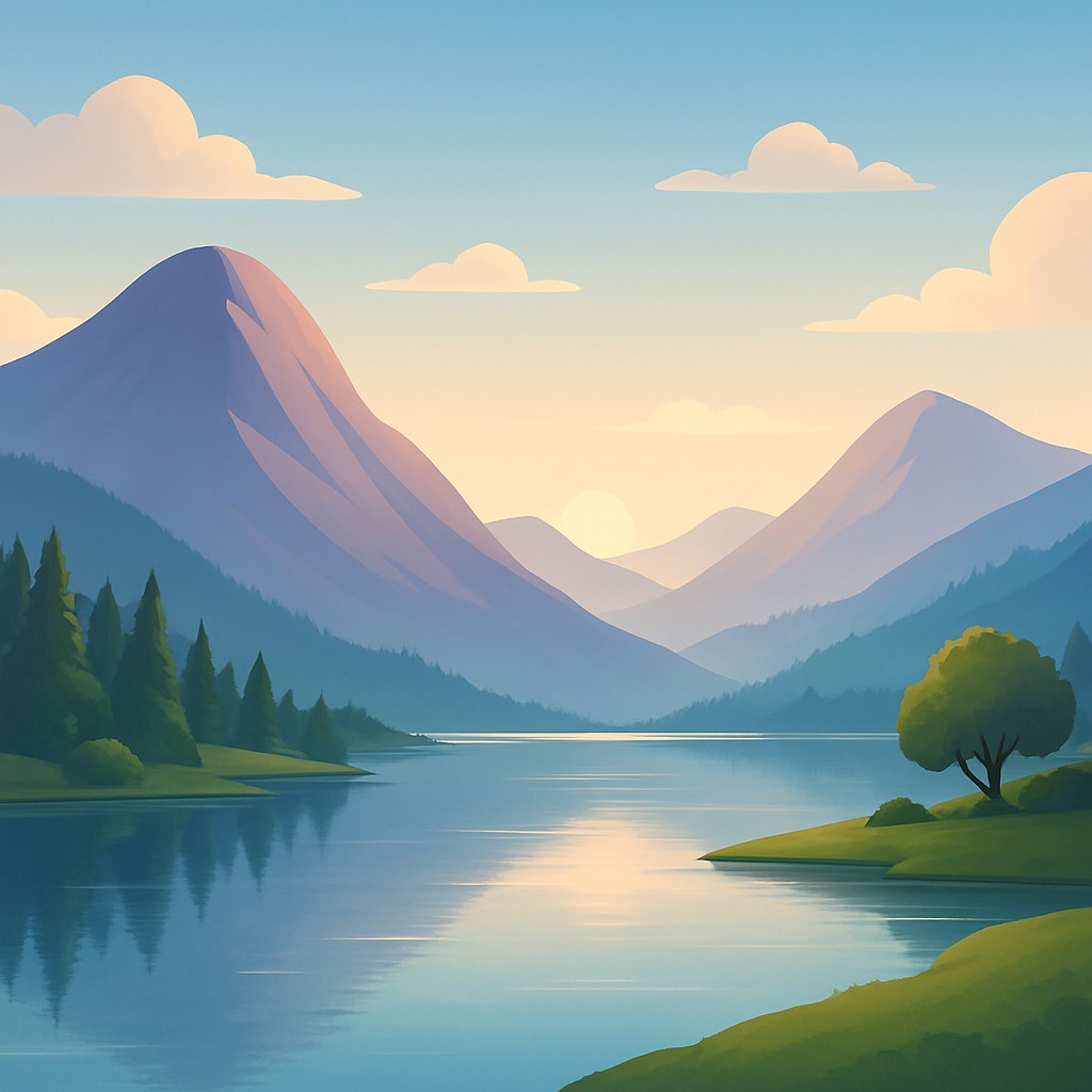 serene landscape with mountains and water