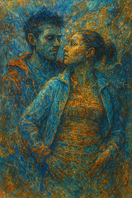 a painting of a man and a woman