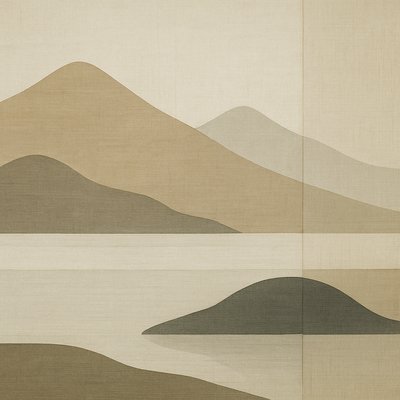 serene landscape with mountains and water